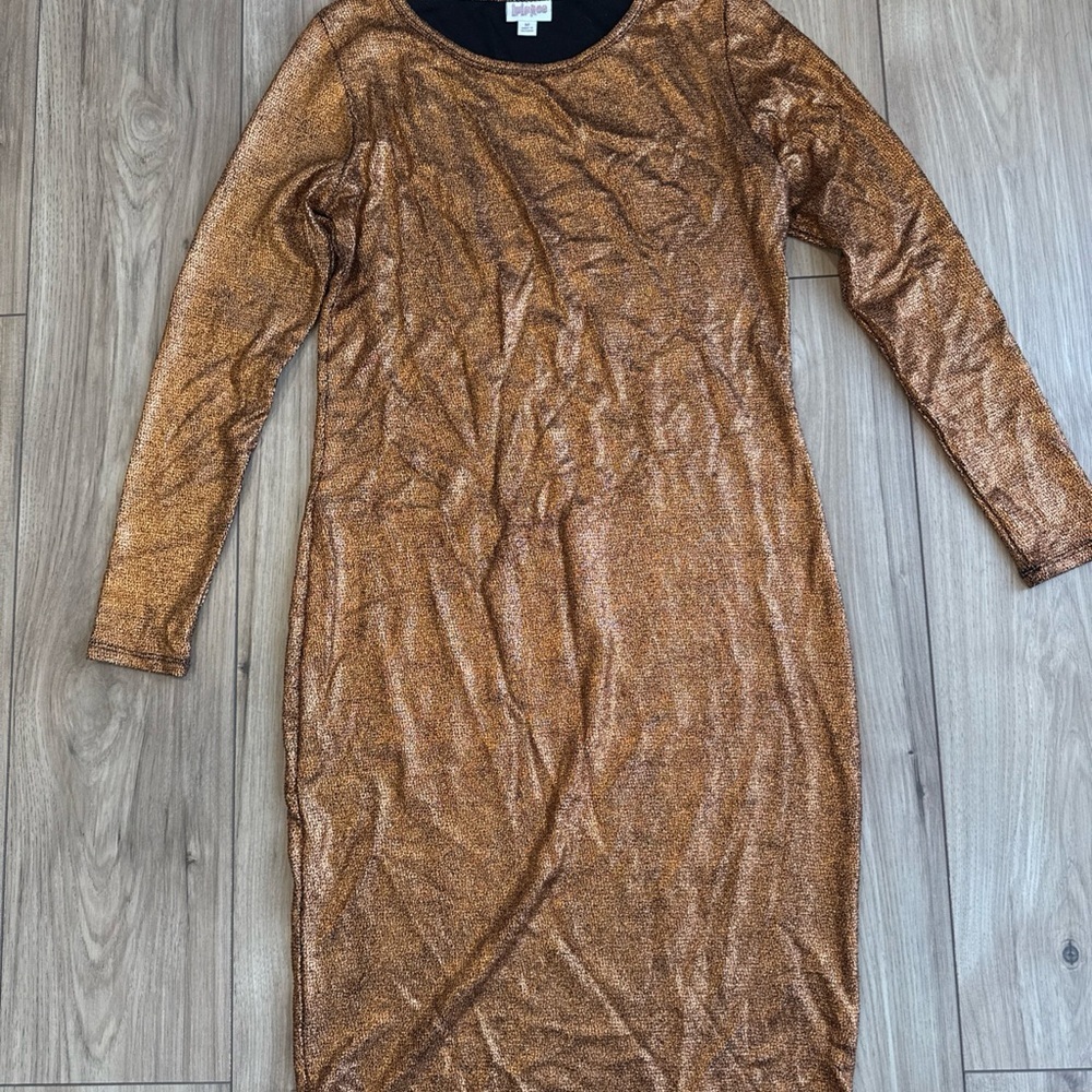 Gold Copper Elegant Debbie Dress by LuLaRoe Size Medium Party Cocktail